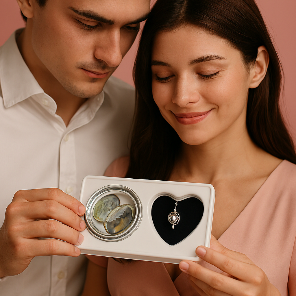 Freshwater Shell Canned Oyster Ocean Love Real Pearl Necklace Set